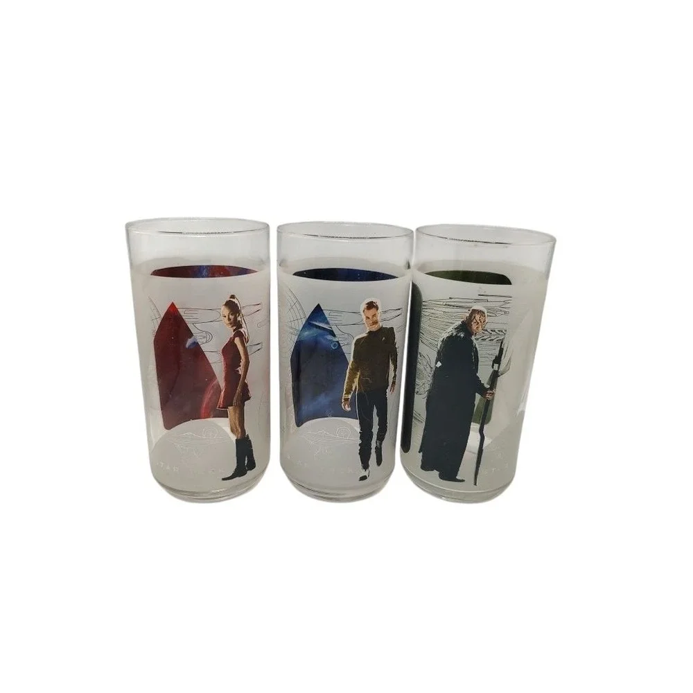 Star Trek Glasses Cups Collectors Set Burger King Exclusive‎ 2009 Three Set SEE